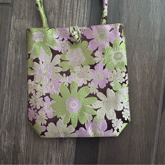 VTG Forgotten Shanghai Retro Floral Print Satin Handbag - Picture 2 of 6